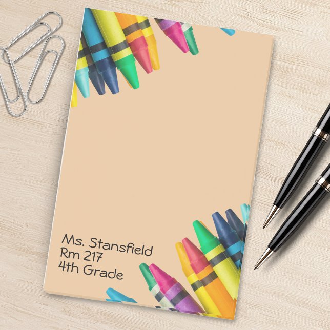 Lärare Student Crayon Elementary School Classroom Post-it Block (tan brown teacher crayon notepad)