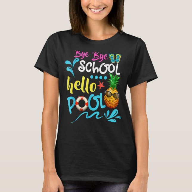 Lärare Student Sommaren Adjö Hej Bassäng T Shirt (Framsida)