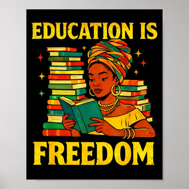 Lärare svart historia utbildning är frihet afro poster (Framsidan)