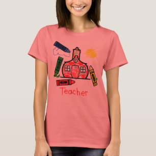 Lärare T Shirt - Schoolhouse och Kritor