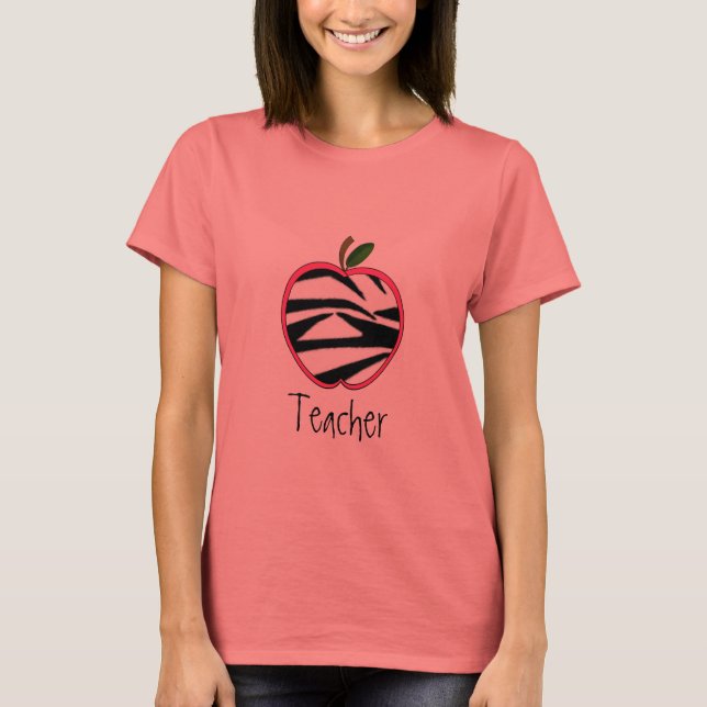 Lärare T Shirt - Zebra tryck Apple (Framsida)