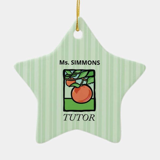 Lärare, Tack, äpple Julgransprydnad Keramik (Framsidan)