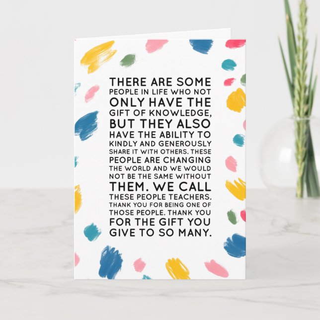 Lärare tack för ditt kort - Unik färgstark (Framsida)
