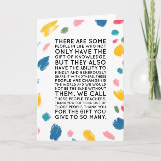 Lärare tack för ditt kort - Unik färgstark