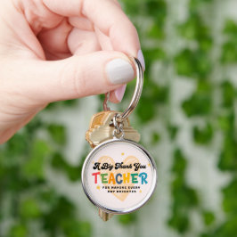 Lärare Tack Keychain - Gift for Educators Rund Silverfärgad Nyckelring