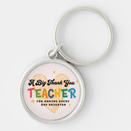 Lärare Tack Keychain - Gift for Educators Rund Silverfärgad Nyckelring