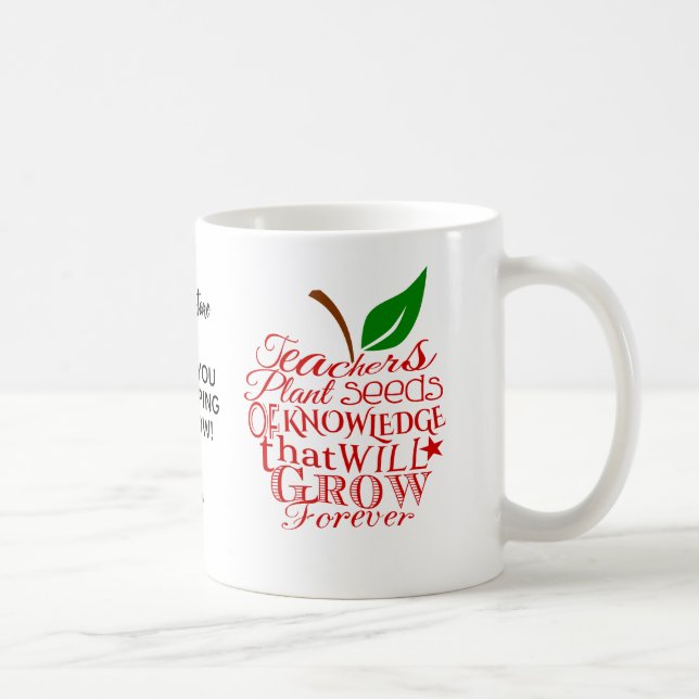 Lärare Tack Mugg – Plantera Frön Äpple Design, (Höger)