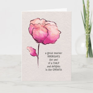 Lärare Tack Watercolor Flower Kort
