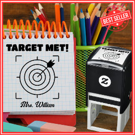 Lärare Target Met Pising Grading Encouragement Självfärgande Stämpel