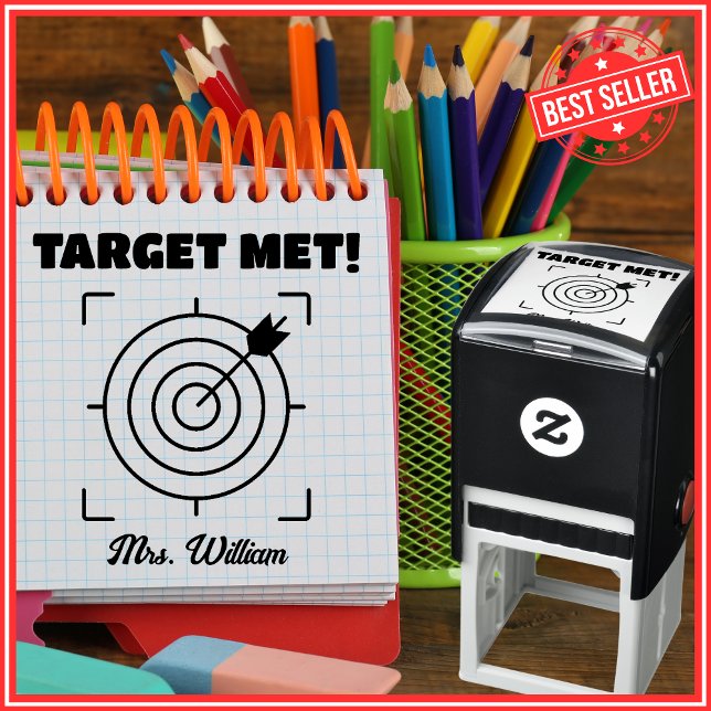 Lärare Target Met Pising Grading Encouragement Självfärgande Stämpel (Skapare uppladdad)
