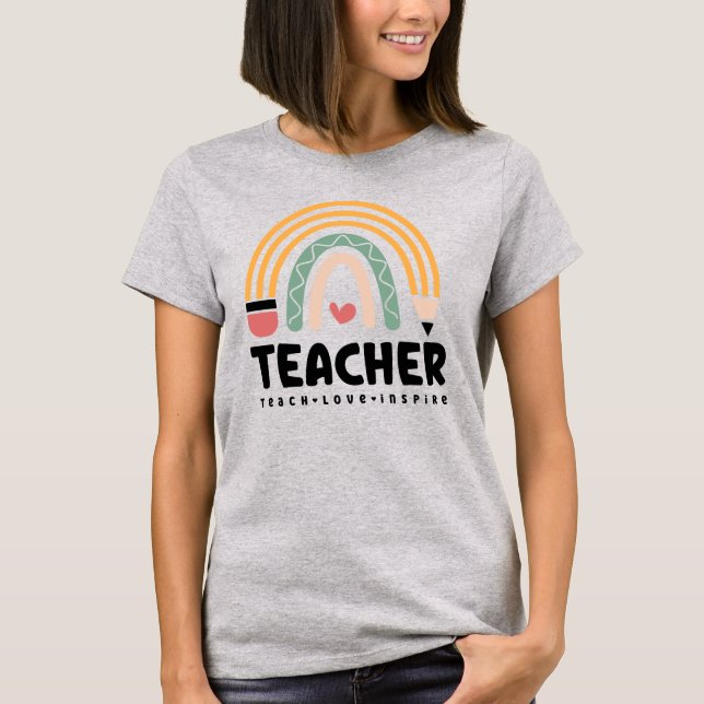 Lärare Teach Kärlek Inspire T-Shirt (Framsida)