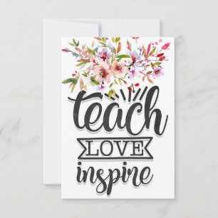 Lärare Teach Kärlek Inspire Tack Kort