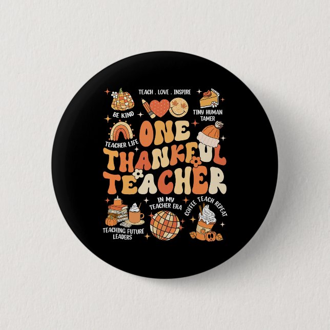 Lärare Thanksgiving en tacksam lärare Fall Aut Knapp (Framsida)