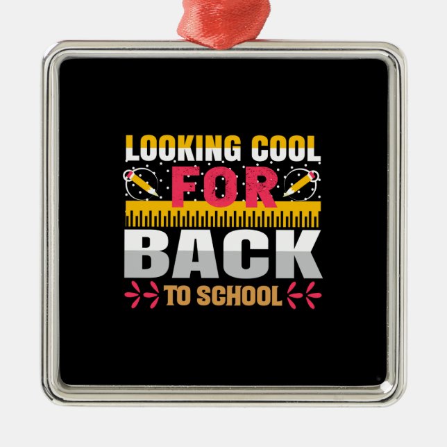 Lärare Tittar Coola för Back to school Julgransprydnad Metall (Framsidan)