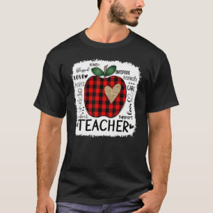 Lärare Typografi Apple Red Plade Valentine Day T Shirt