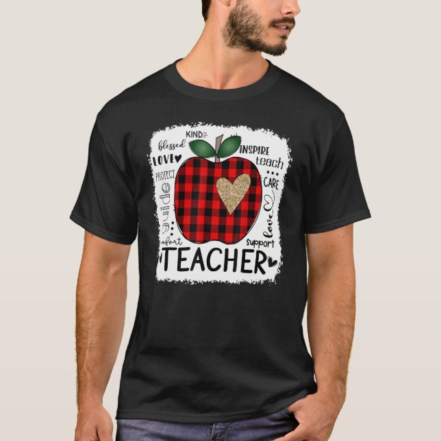 Lärare Typografi Apple Red Plade Valentine Day T Shirt (Framsida)