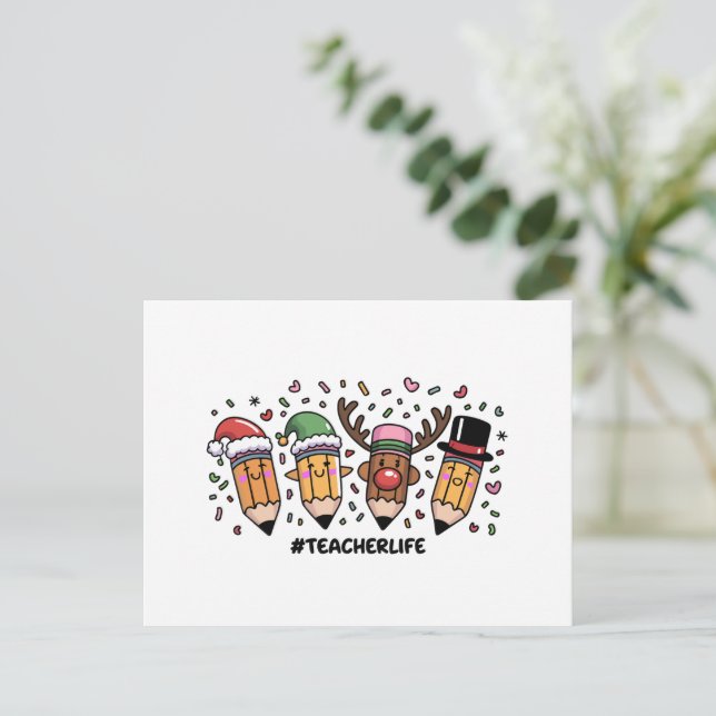 Lärare under julpennor Lärare Life God jul Helg Vykort (Stående Fram)