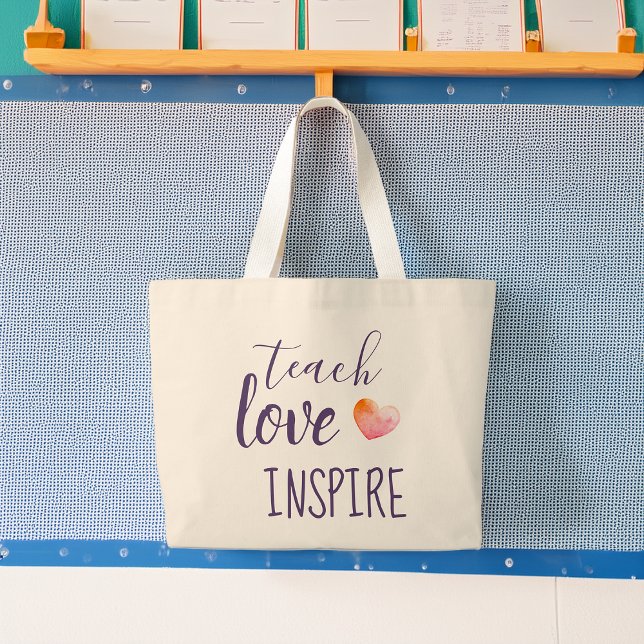 Lärare Undervisa Kärlek Inspirera Jumbo Tygkasse (Teachers Teach Love Inspire Large Tote Bag)