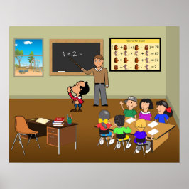 Lärare undervisar barn i matematikklass - söt teck poster