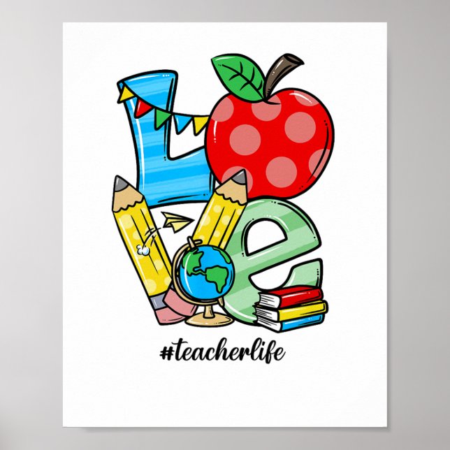 Lärare Undervisar Grejer Kärlek Äpple Symbol  Poster (Framsidan)