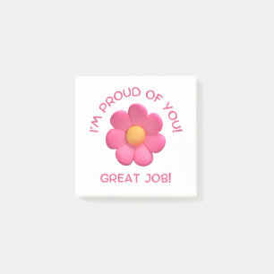 lärare uppmuntran, rosa blomma söt flickaktig post-it block