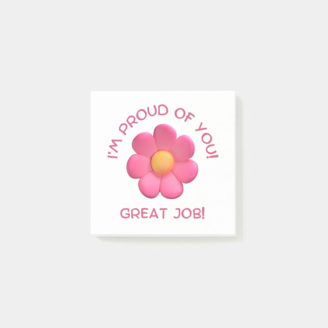 lärare uppmuntran, rosa blomma söt flickaktig post-it block (Framsida)