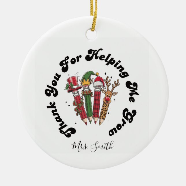 Lärare uppskattar julprat julgransprydnad keramik (Framsidan)