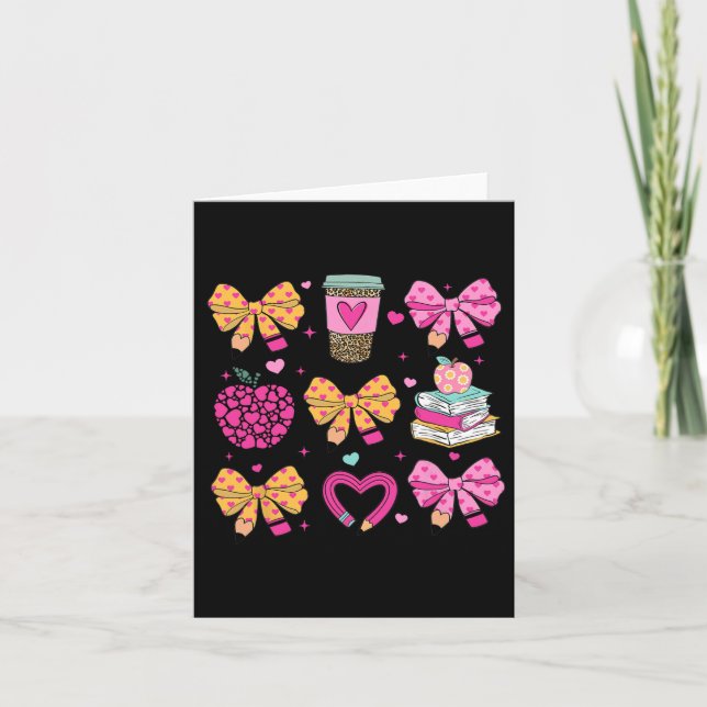 Lärare Valentine Coquette Penna Kaffe Böj  Kort (Framsida)