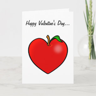 Lärare Valentine Heart Apple Helgkort