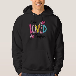 Lärare Valentine One Loved Teacher Lycklig Valenti Hoodie