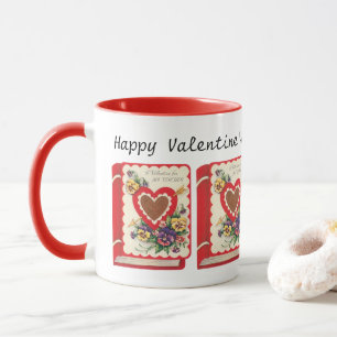 Lärare Valentine, Vintage Bok Hearts and Flowers Mugg