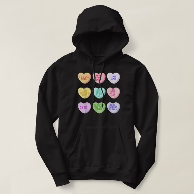 Lärare Valentines day Conversation Heart Sc Hoodie (Design framsida)