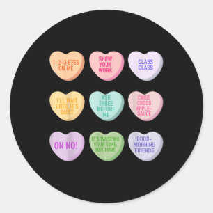 Lärare Valentines day Conversation Heart Sc Runt Klistermärke