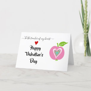 Lärare Valentines day färgstarka hjärtan rosa äppl Helgkort