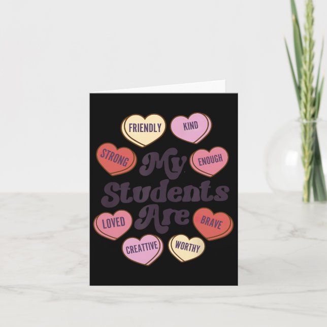 Lärare Valentines day Positive Affirmations Heart Kort (Framsida)
