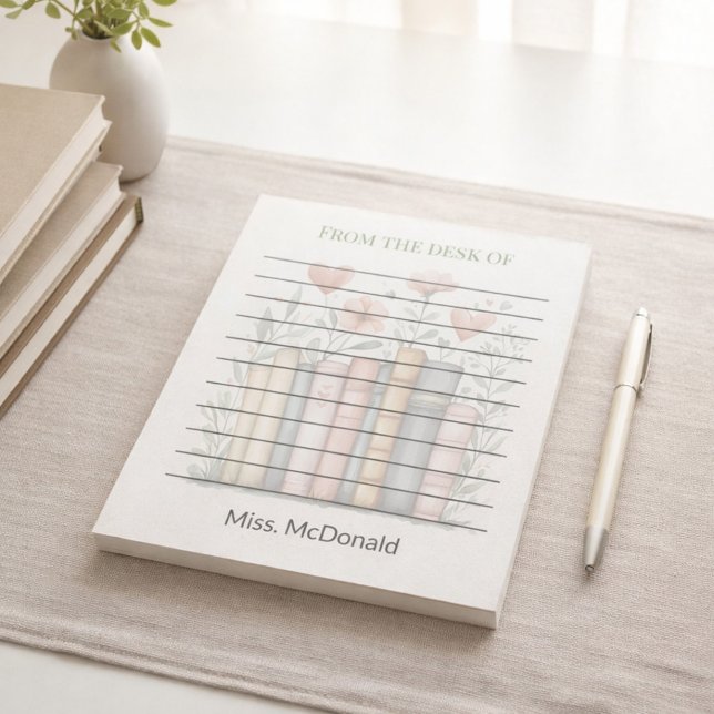 Lärare Värdesätter Gåva Blommig Staplade Böcker Anteckningsblock (Skapare uppladdad)