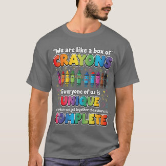 Lärare Vi är som en låda kritor Rolig tillbaka til T Shirt