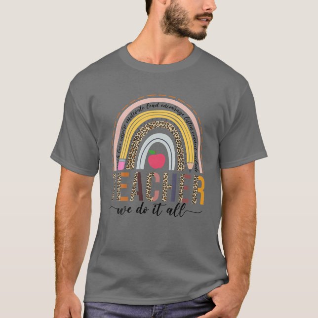 Lärare vi gör allt det är leopard Boho Rainbow T Shirt (Framsida)