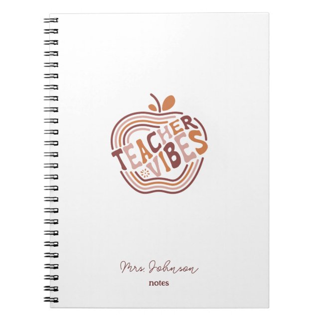Lärare Vibes Boho Apple Personlig Apprecision Anteckningsbok (Framsidan)