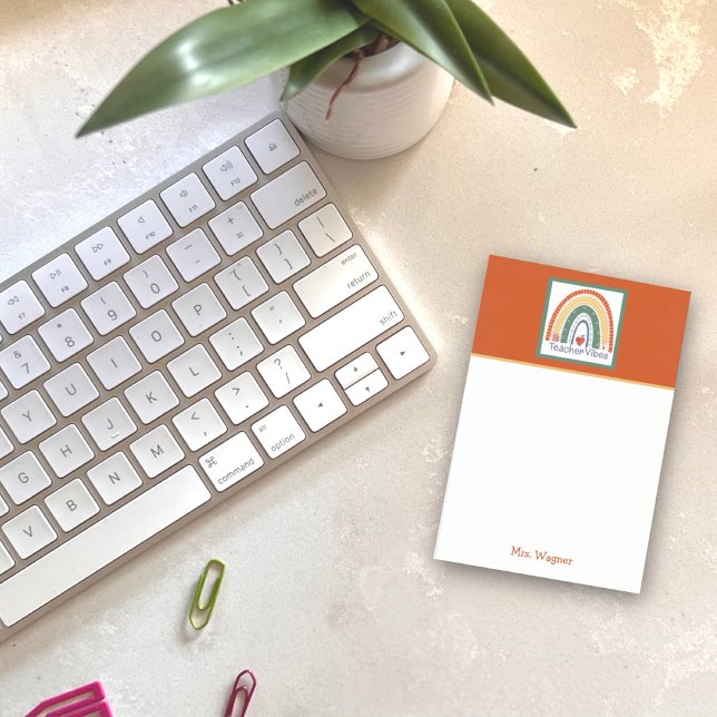 Lärare Vibes Rainbow Pencil Anpassningsbar Post-it Block (Skapare uppladdad)