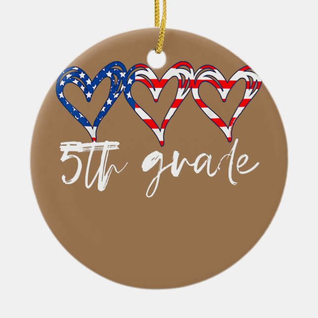 Lärare vid 5:e Klass, Flagga Hearts Lärare 4:e Julgransprydnad Keramik (Framsidan)