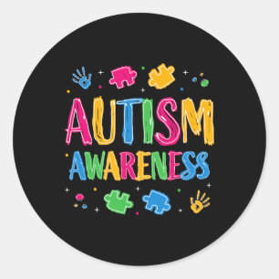 Lärare vid Autism Kids Färg utanför linjeautism Runt Klistermärke