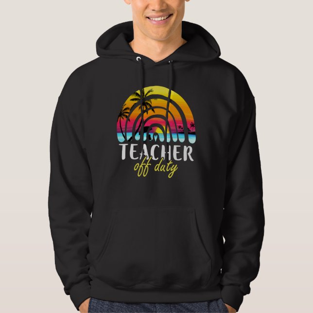 Lärare vid Duty Beach Sunset Rainbow Teacher Summ Hoodie (Framsida)