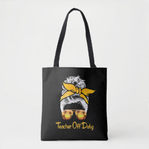 Lärare vid Duty Messy Bun Beach Sunset Teacher Tygkasse