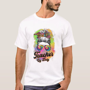 Lärare vid Duty Messy Bun Tie Dye Sunglasses Teac T Shirt