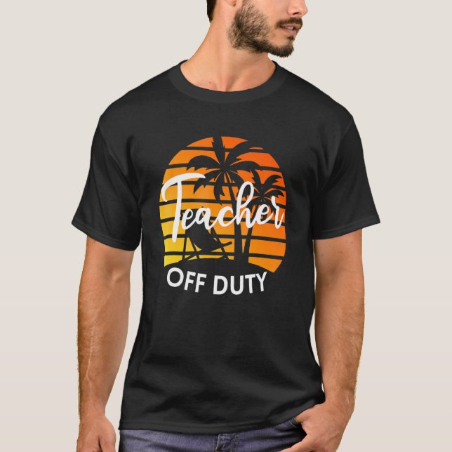 Lärare vid Duty Summer Beach Handflatan Träd Sunse T Shirt (Framsida)