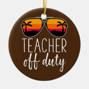 Lärare vid Duty Sunglasses Beach Sunset Julgransprydnad Keramik