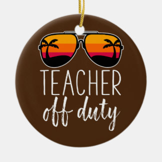 Lärare vid Duty Sunglasses Beach Sunset Julgransprydnad Keramik