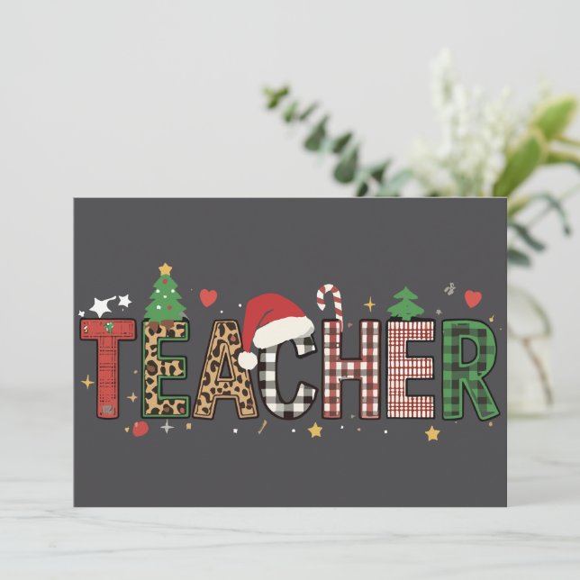 Lärare vid jul Alphabet Teacher Gift Student Julkort (Stående Fram)