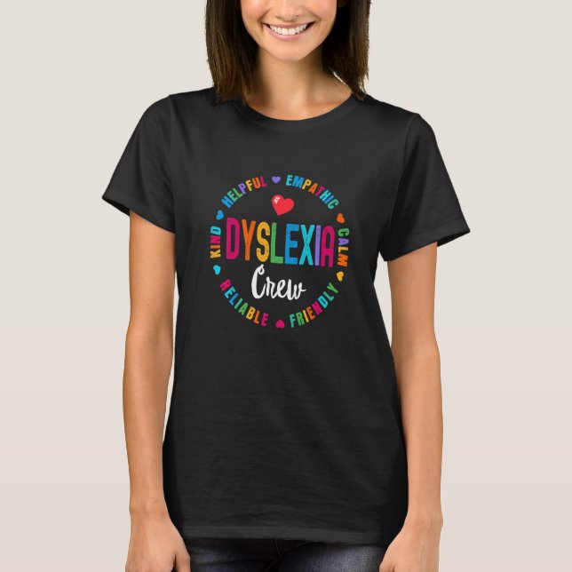 Lärare vid månadsläsning av skolsupport, Dyslexia T Shirt (Framsida)